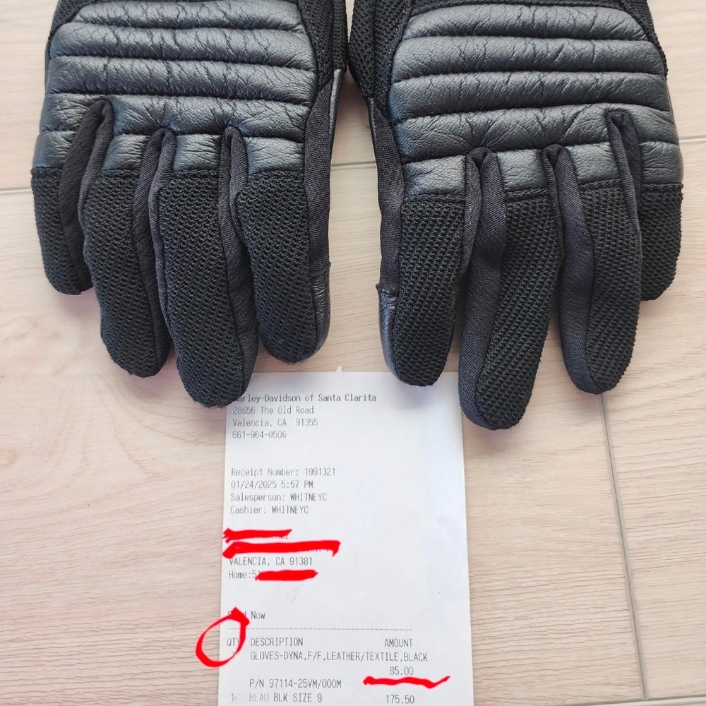 Harley-Davidson Motorcycle Gloves with Orange D3O Tag - Picture 3 of 4